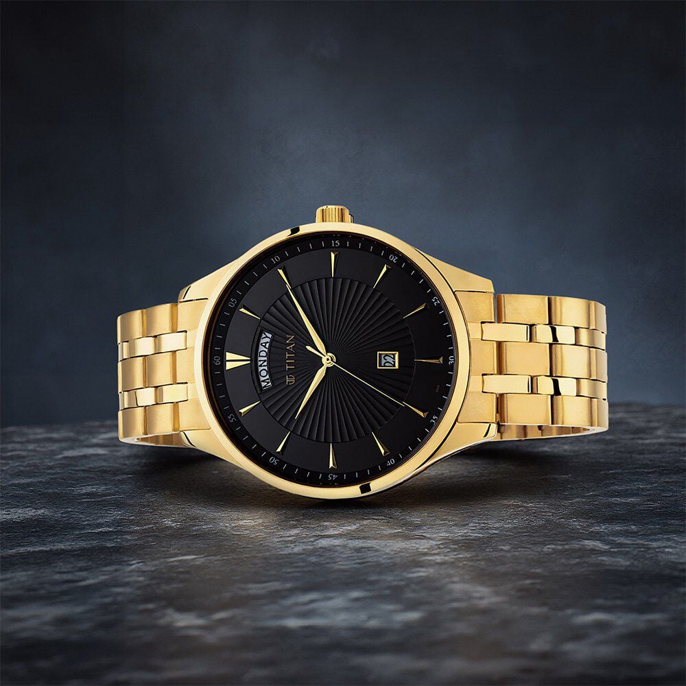Titan Regalia Opulent Black Dial Analog with Day and Date Stainless Steel Strap watch for Men-image-46