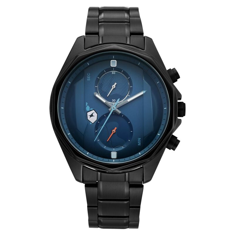 Fastrack Oceanyx 2.0 Chronograph Watch for Men with Blue Dial & Black Metal Strap