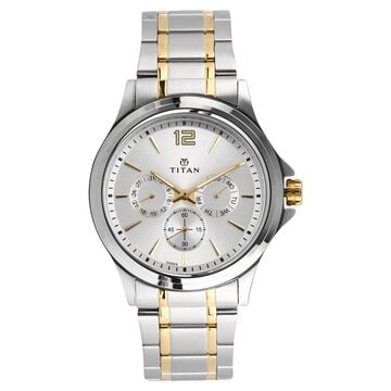Titan Workwear Silver Dial Quartz Multifunction Stainless Steel Strap watch for Men