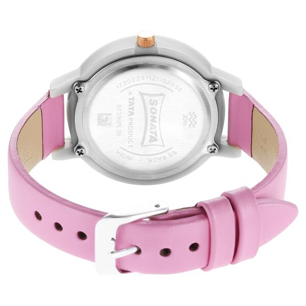 Sonata Pop Silver Dial Women Watch With Leather Strap - image number 3