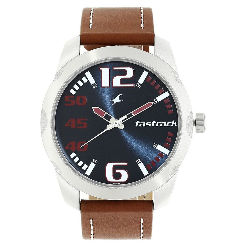Fastrack Hitlist Quartz Analog Blue Dial Leather Strap Watch for Guys - image number 1