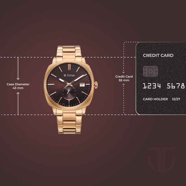 Titan Classique Suave Analog with Brown Dial Rose Gold Stainless Steel Strap Watch for Men - image number 3