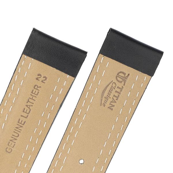 22 mm Black Genuine Leather Straps for Men - image number 4