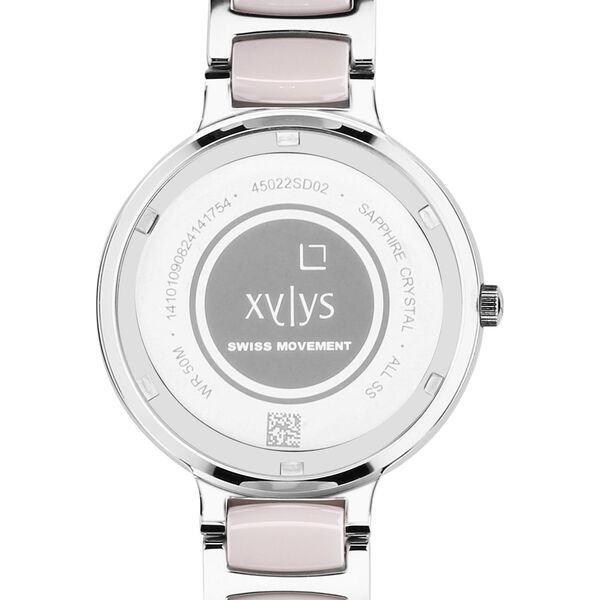 Xylys Swiss Analog Pink Steel And Ceramic Strap White Dial Watch For Women - image number 4