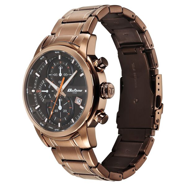 Titan Octane Primal Quartz Chronograph Brown Dial Brown Stainless Steel Strap Watch For Men - image number 4