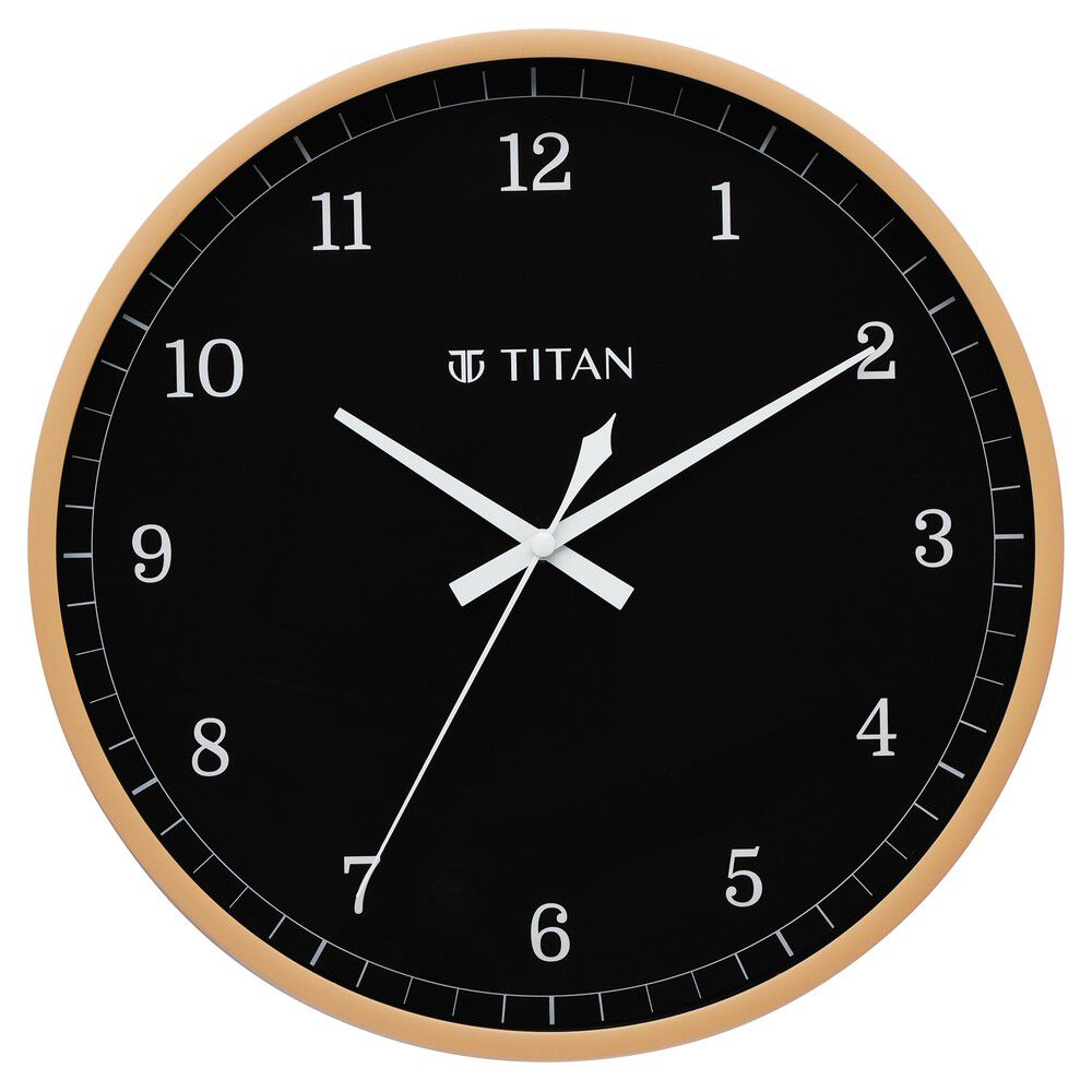 Buy Online Titan Classic Balck Wall Clock with Silent Sweep Technology 29.5 cm x 29.5 cm Medium ncw0043pa07a Titan