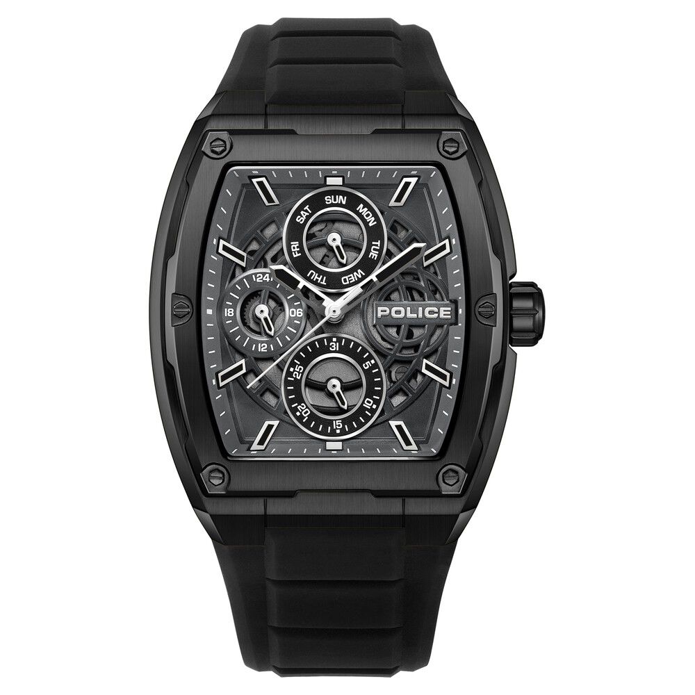 Buy Online Police Quartz Multifunction Grey Dial Black Silicone Strap Watch for Men plpewjq0004501 Titan