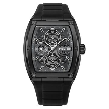 Police Quartz Multifunction Grey Dial Black Silicone Strap Watch for Men