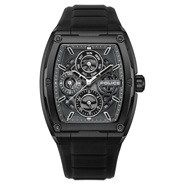 Police Quartz Multifunction Grey Dial Black Silicone Strap Watch for Men - image number 0