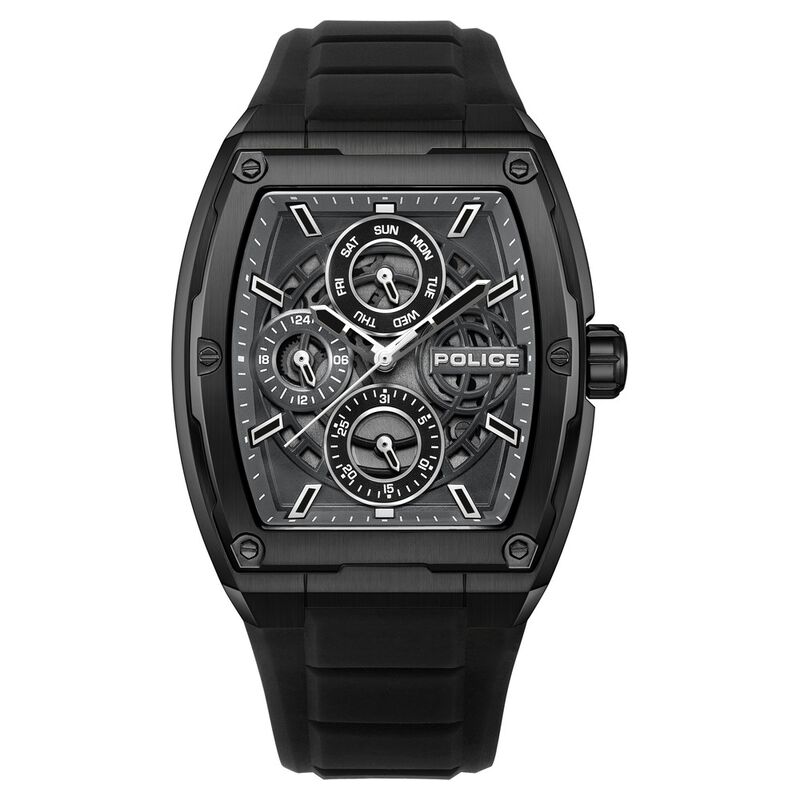 Police Quartz Multifunction Grey Dial Black Silicone Strap Watch for Men