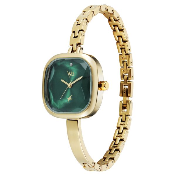 Vyb Aurora By Fastrack Quartz Analog Green Dial Golden Metal Strap Watch For Girls - image number 2