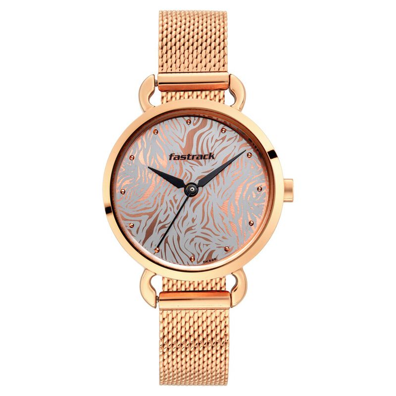 Fastrack Animal Print Quartz Analog Bicolour Dial Stainless Steel Strap Watch for Girls - image number 2
