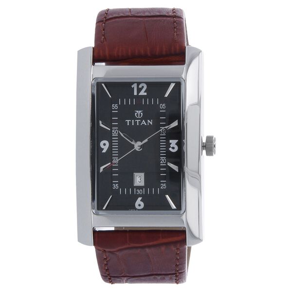 Titan Metal Black Dial Analog with Date Leather Strap Watch for Men - image number 0