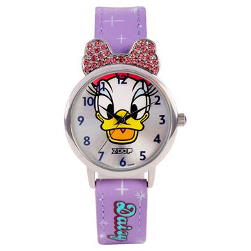Zoop Disney Daisy Duck Analog Watch with Silver Dial & Purple Strap for Girls Kids, from House of Titan