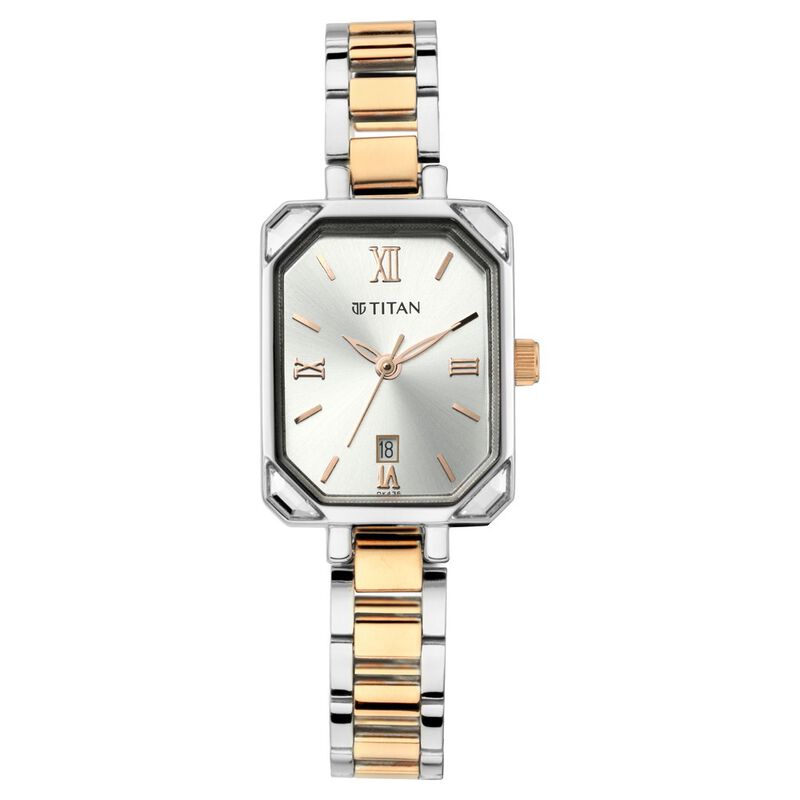 Titan Quartz Analog with Date Silver Dial Metal Strap Watch for Women - image number 1