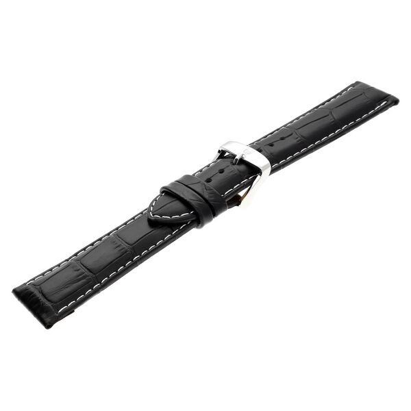 22 mm Black Genuine Leather Straps for Men - image number 3