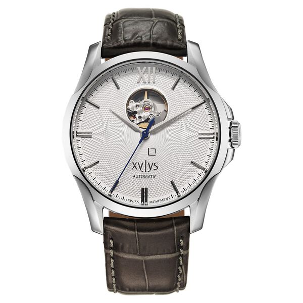 Xylys Automatic Analog White Dial Grey Leather Strap Watch For Men - image number 0
