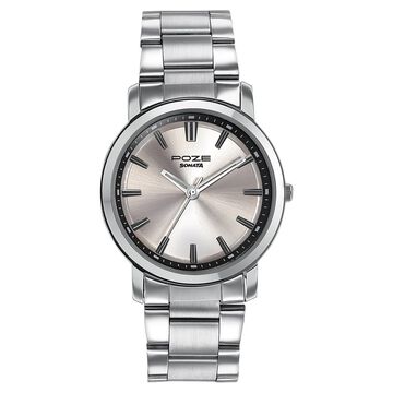 Sonata Poze Quartz Analog Champagne Dial Silver Colour Stainless Steel Strap Watch For Men