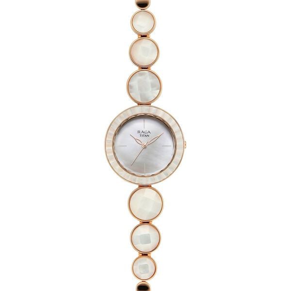 Titan Raga Power Pearls Quartz Analog Mother Of Pearl Dial faceted MOP Strap Watch for Women - image number 2