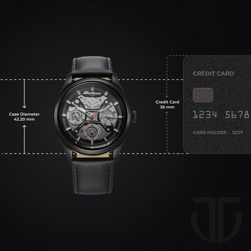 Titan Octane Multifunction Black Dial Black Leather Strap Watch For Men