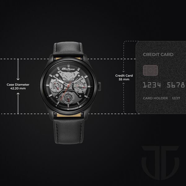 Titan Octane Multifunction Black Dial Black Leather Strap Watch For Men - image number 2