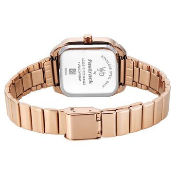 Vyb Seeker By Fastrack Quartz Analog Grey Dial Rose Gold Stainless Steel Strap Watch For Girls