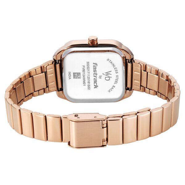 Vyb Seeker By Fastrack Quartz Analog Grey Dial Rose Gold Stainless Steel Strap Watch For Girls - image number 5