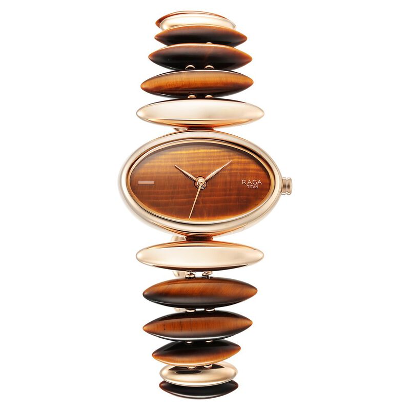 Titan Raga New You Quartz Analog Tiger Eye stone Strap Watch for Women
