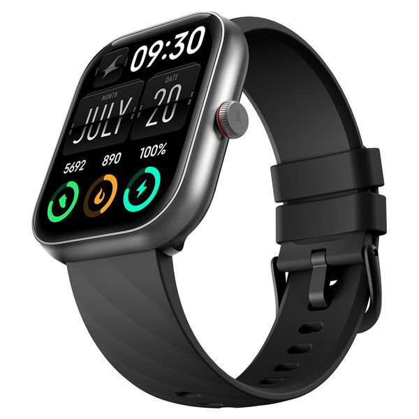Fastrack Kruz+ 4.85 CM Super HD Display with Functional Crown & SingleSync Black Silicone Strap Smart Watch for Unisex - image number 1