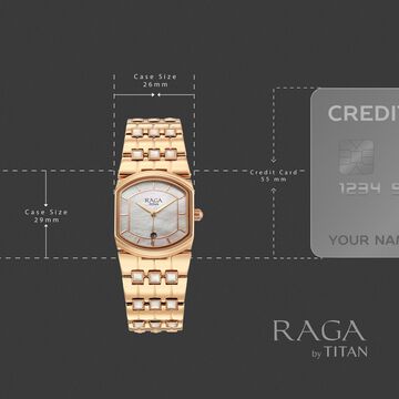 Titan Raga Power Pearls 2.0 Quartz Analog Mother Of Pearl Dial Rose Gold Metal Strap Watch For Women