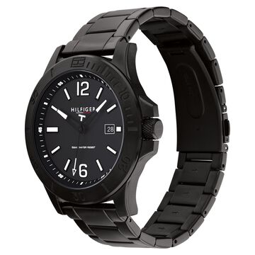Tommy Hilfiger Quartz Analog Black Round Dial Black Stainless Steel Strap Watch For Men