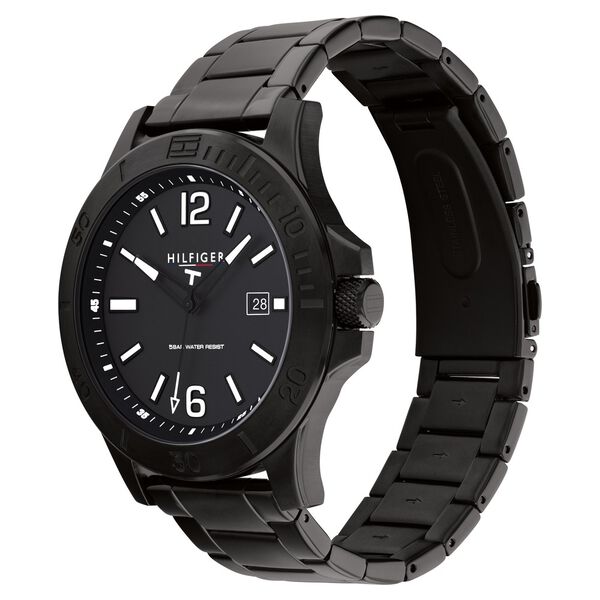 Tommy Hilfiger Quartz Analog Black Round Dial Black Stainless Steel Strap Watch For Men - image number 1