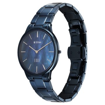 Titan Edge Metal Ladies Allure Quartz Analog Mother Of Pearl Dial Blue Stainless Steel Strap Watch For Women