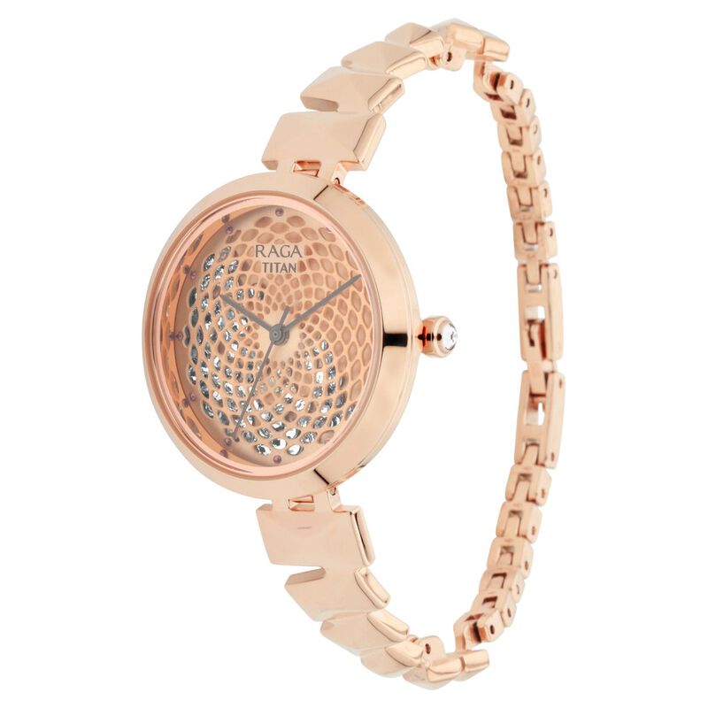 Titan Raga Facets Rose Gold Dial Women Watch With Stainless Steel Strap - image number 2