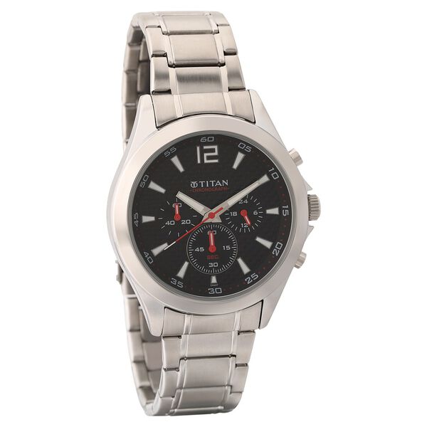 Titan Chronograph Black Dial Metal Strap watch for Men - image number 0