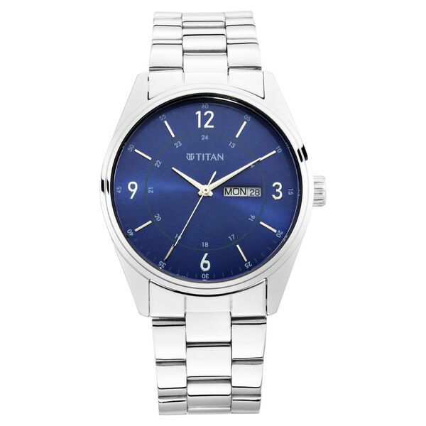 Titan Blue Dial Analog with Day and DateStainless Steel Strap watch for Men - image number 0