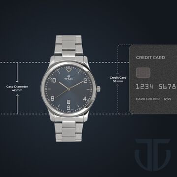 Titan Workwear Blue Dial Analog with Date Stainless Steel Strap watch for Men
