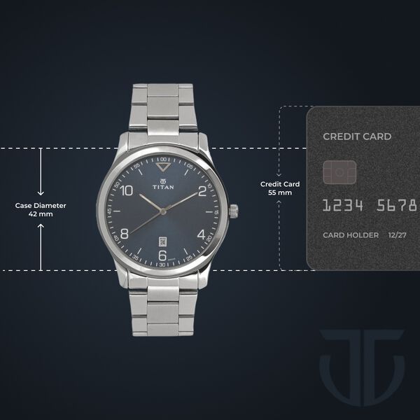 Titan Workwear Blue Dial Analog with Date Stainless Steel Strap watch for Men - image number 2