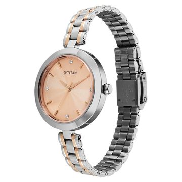 Titan Titan Karishma Quartz Analog Rose Gold Dial Two Toned Stainless Steel Strap Watch For Women