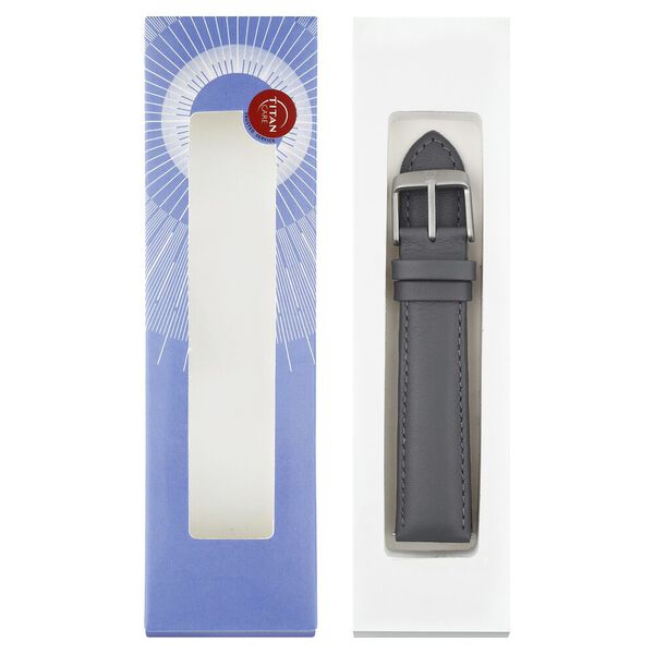22 mm Grey Genuine Leather Strap for Men - image number 5