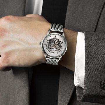 Titan Automatic Color Upgrade Silver Dial Grey Stainless Steel Strap Watch For Men