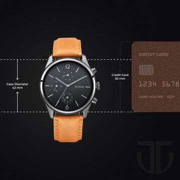 Titan Workwear Multifunction Black Dial Tan Leather Strap Watch For Men
