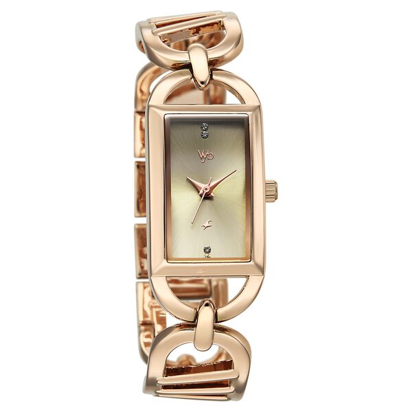 Vyb Striker By Fastrack Quartz Analog Green Dial Rose Gold Metal Strap Watch For Girls - image number 1