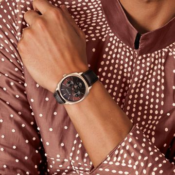 Titan Classique Suave Quartz Brown Dial Brown Leather Strap Watch for Men