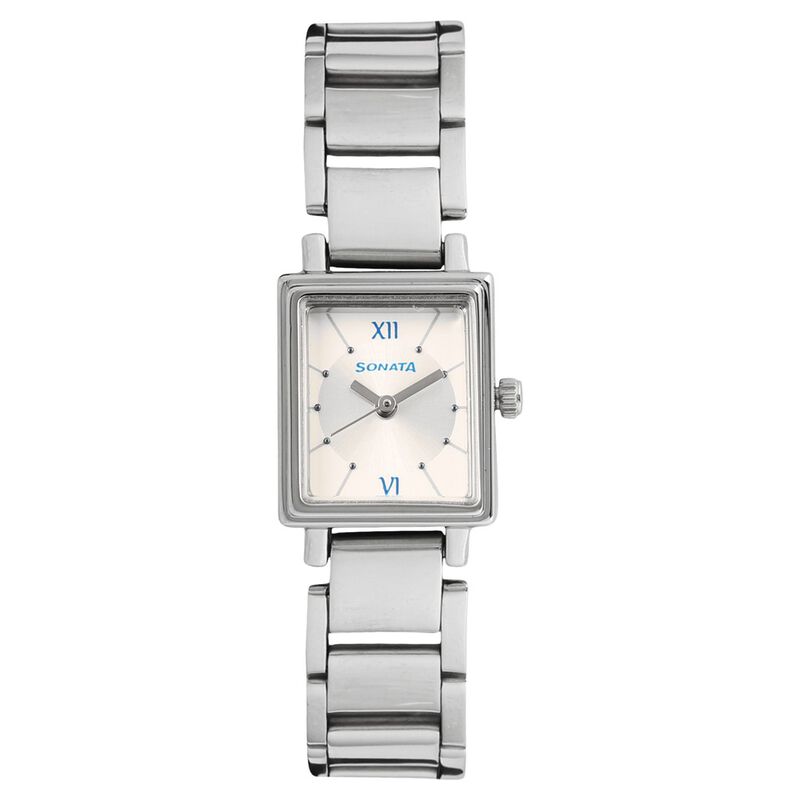 Sonata Quartz Analog Silver Dial Stainless Steel Strap Watch for Women