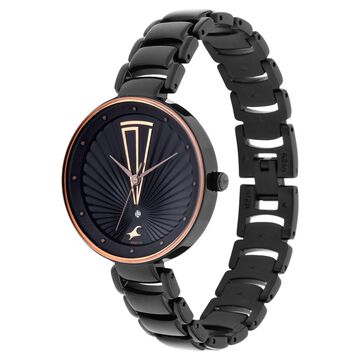 Fastrack Ruffles Quartz Analog with Date Black Dial Stainless Steel Strap Watch for Girls