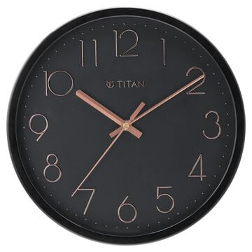 Titan Classic Black Wall Clock with Silent Sweep Technology - 30.8 cm x 30.8 cm (Medium)