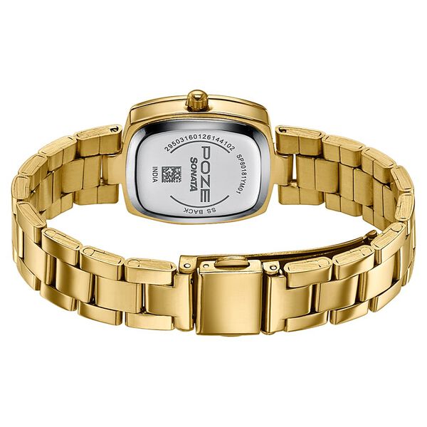 Poze By Sonata Quartz Analog White Dial Golden Stainless Steel Strap Watch For Women - image number 6