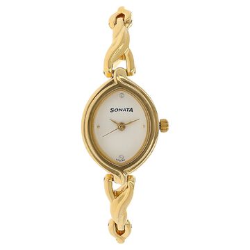 Sonata Quartz Analog White Dial Metal Strap Watch for Women