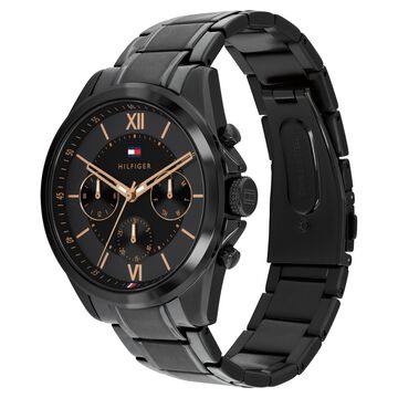 Tommy Hilfiger Quartz Multifunction Black Dial Grey Stainless Steel Strap Watch For Men